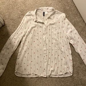 H&M Button Down w/ Roses ; Size 10